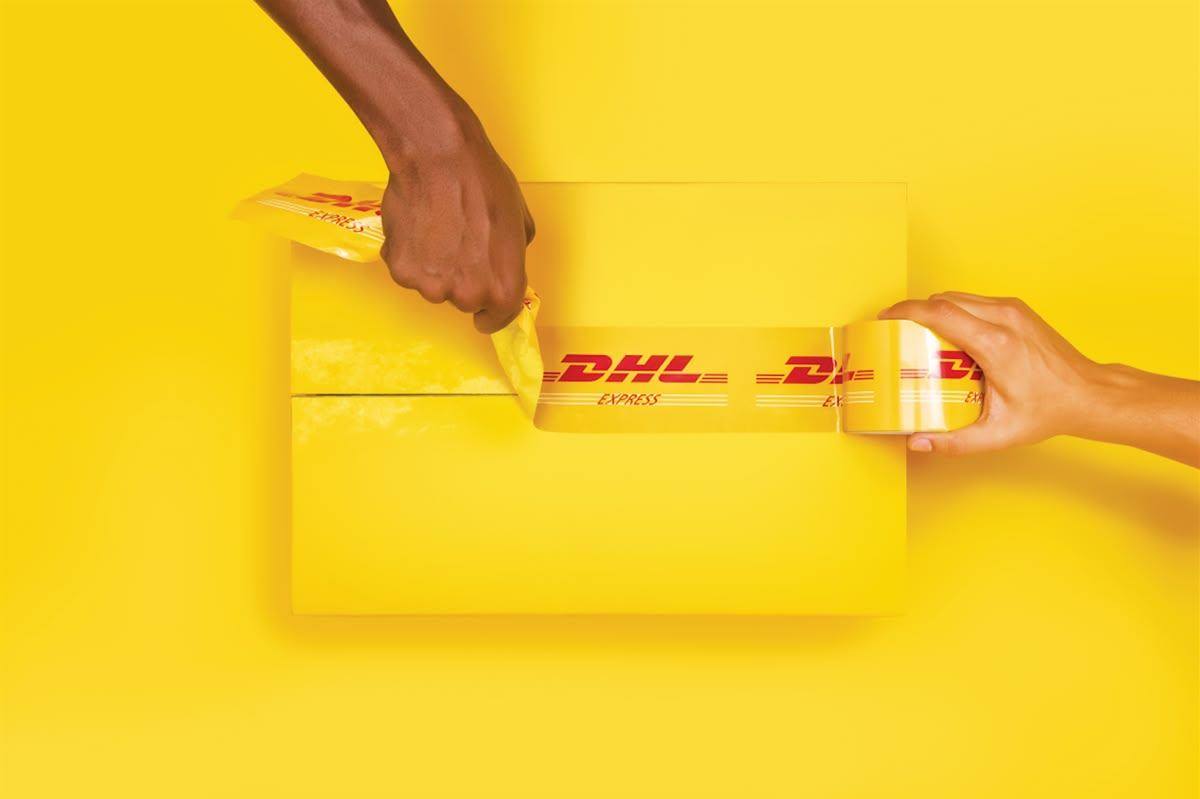 A parcel being taped closed